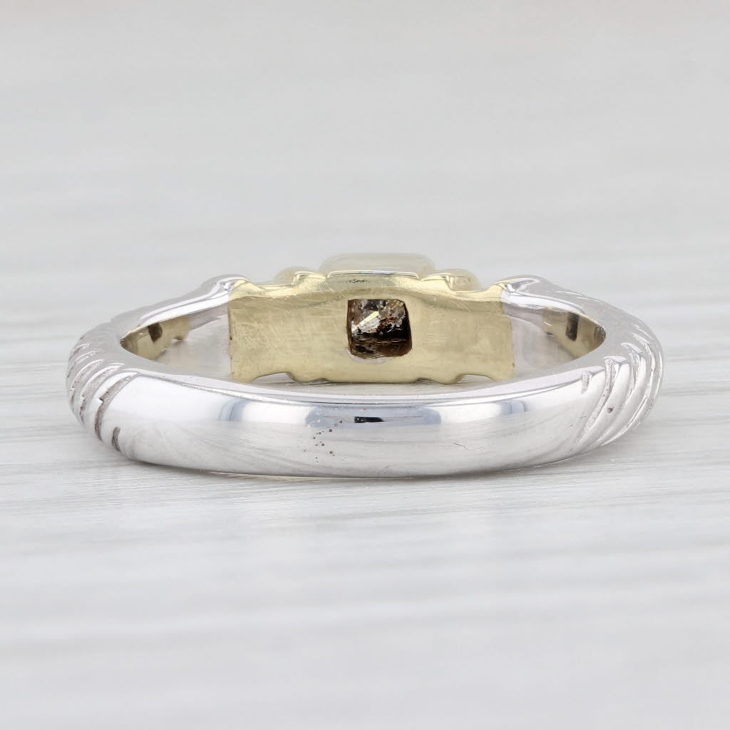 Light Gray 0.12ctw Princess Solitaire Diamond Ring 18k Yellow White Gold Sz 5.75 Engagement