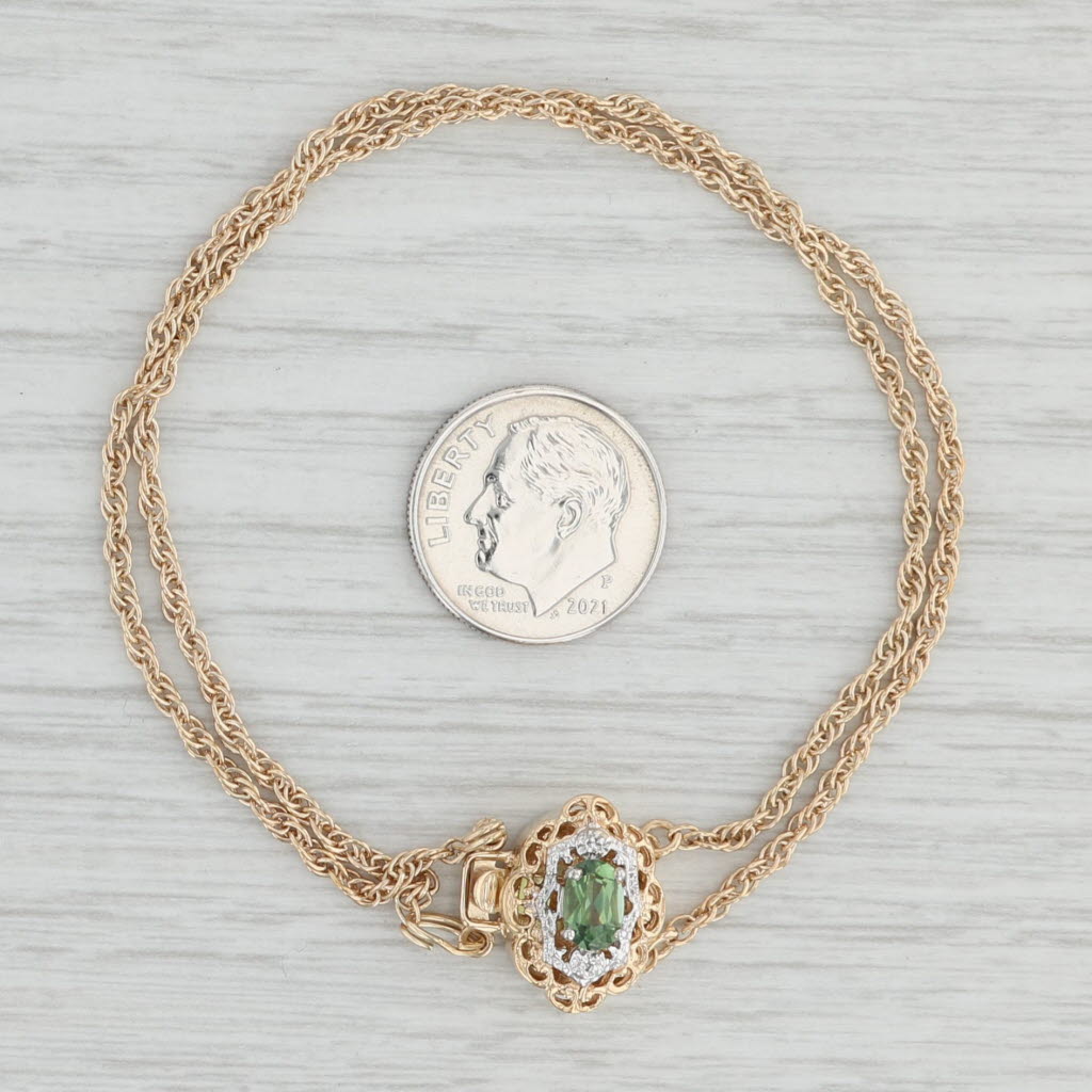 Light Gray Richard Klein Green Tourmaline Diamond Double Slide Charm Bracelet 14k 10k Gold