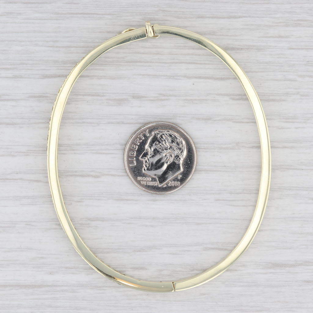 Light Gray 0.70ctw Yellow Diamond Oval Bangle Bracelet 14k Yellow Gold 6.75”