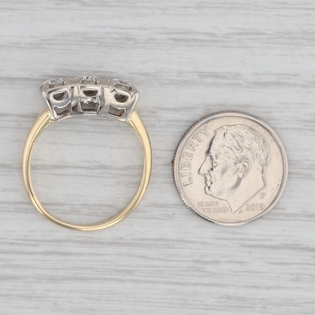 Gray Vintage 0.55ctw VS2 3-Stone Diamond Ring 14k Gold Size 7.25