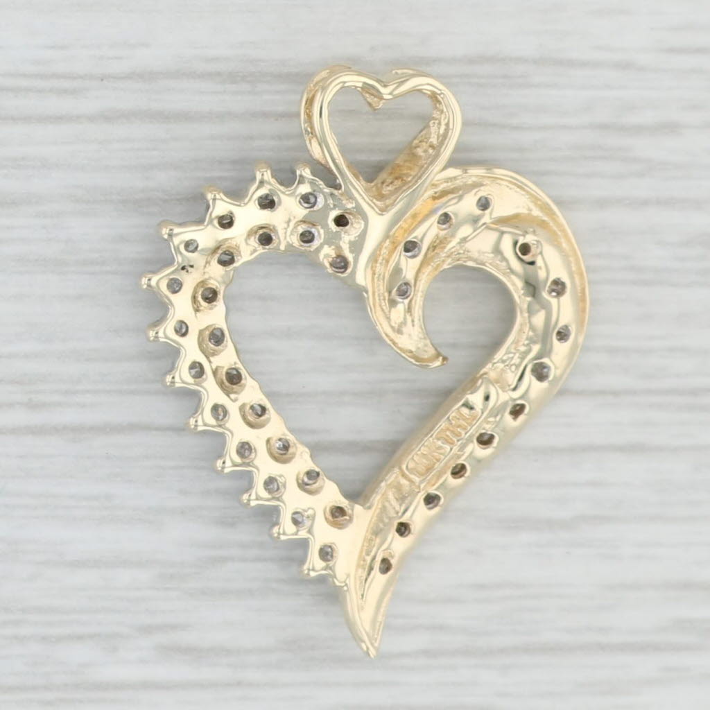Light Gray 0.41ctw Diamond Open Heart Pendant 10k Yellow Gold Gift Keepsake
