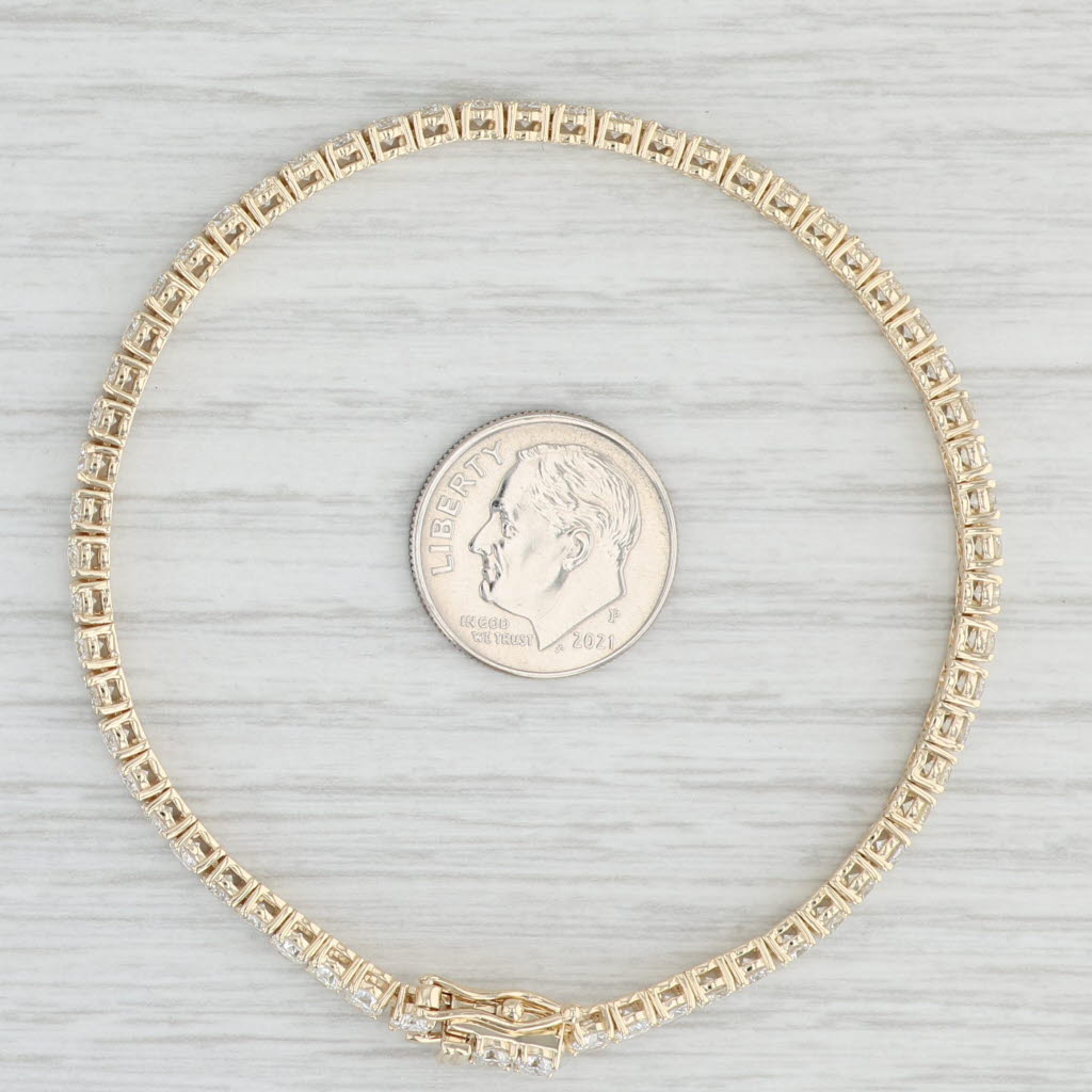 New 7" 5ctw Diamond Tennis Bracelet 14k Yellow Gold 3mm
