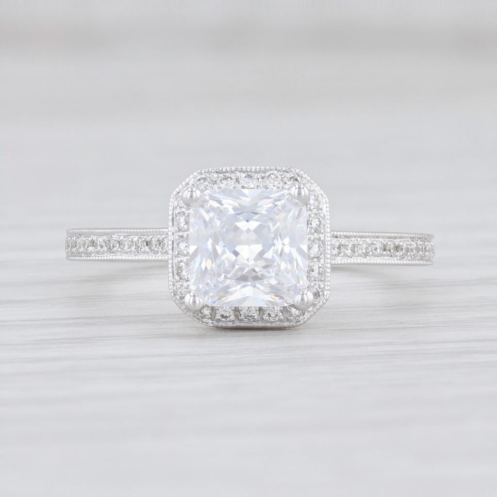 Light Gray New Beverley K Semi Mount Diamond Halo Engagement Ring 14k Gold Sz 6.5 Princess