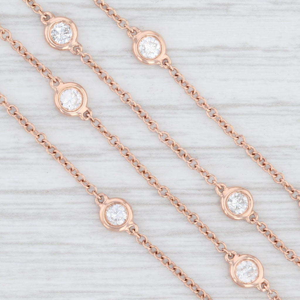Light Gray New Michael Christoff 1.20ctw Diamond Station Necklace 14k Rose Gold 18"