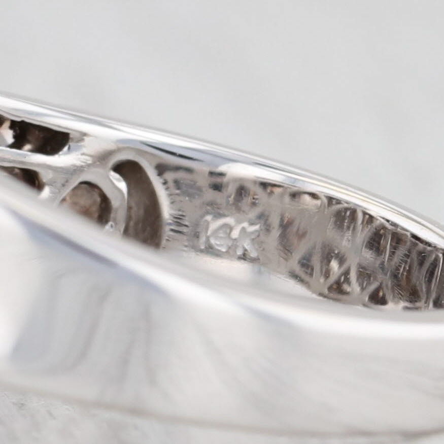 Light Gray 0.78ctw Brown White Pave Diamond Bypass Ring 14k White Gold Size 7