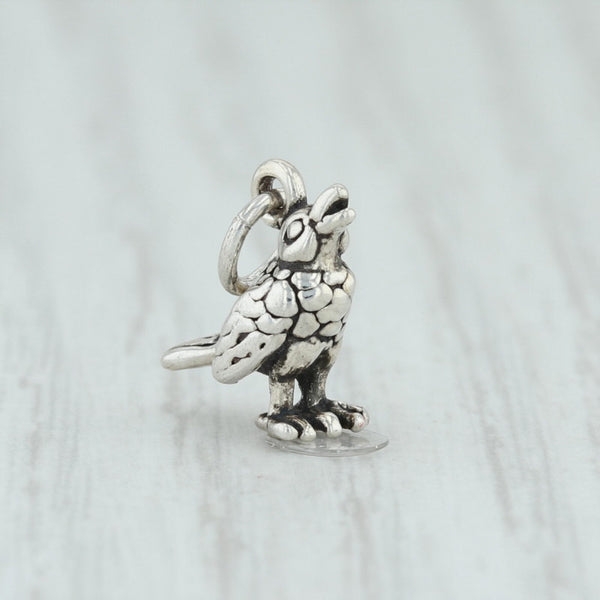 Light Gray 12 Days of Christmas Calling Bird Charm Sterling Silver Holiday 925