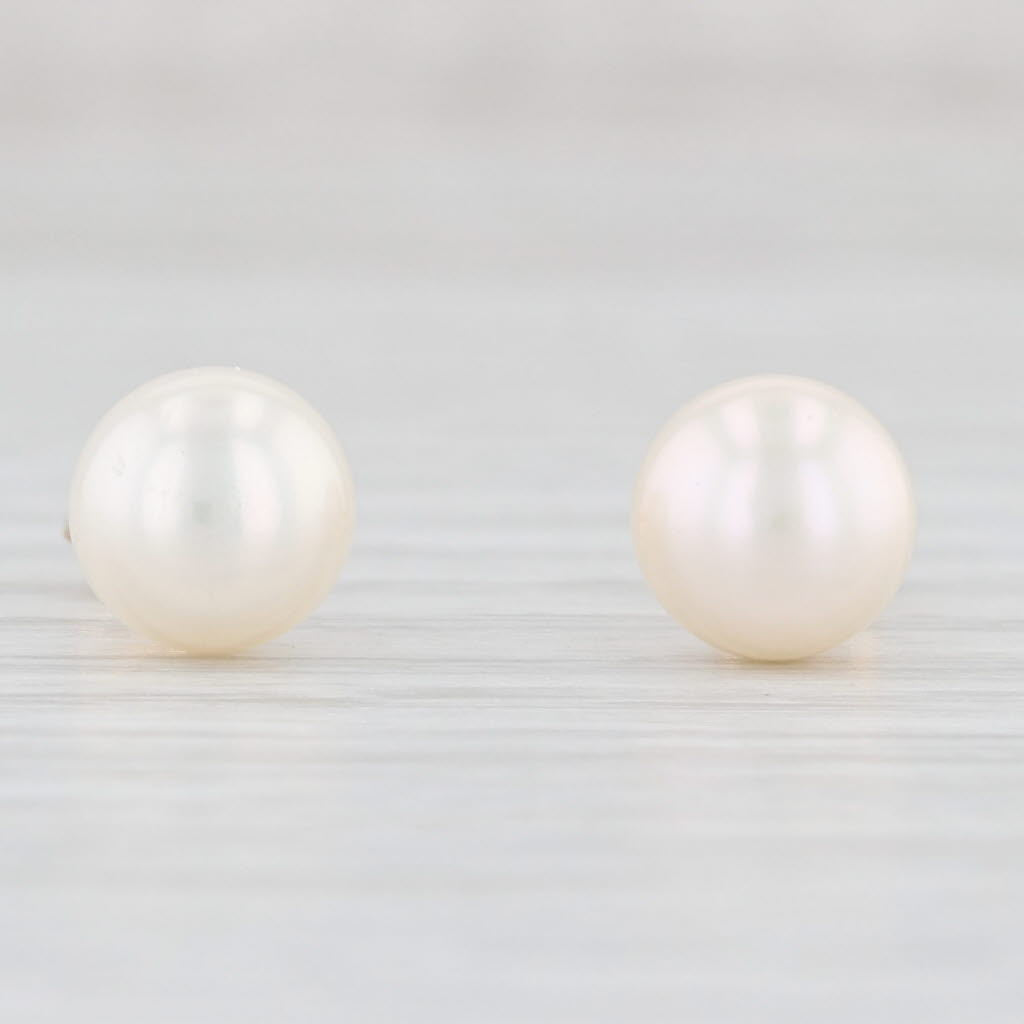 Light Gray Freshwater Cultured Pearl Stud Earrings 14k Yellow Gold June Birthstone
