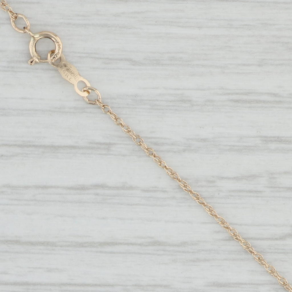 Light Gray Heart Pendant Necklace 14k Yellow White Gold 18.5" Rope Chain Necklace