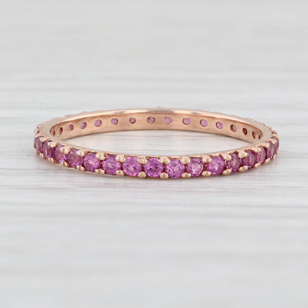Light Gray New 0.94ctw Purple Garnet Eternity Ring 14k Rose Gold Size 6.25 Stackable Band