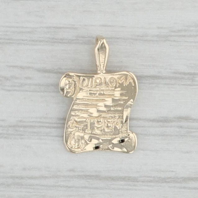 Light Gray Diploma Pendant 14k Yellow Gold Class 1984 Keepsake Gift Charm