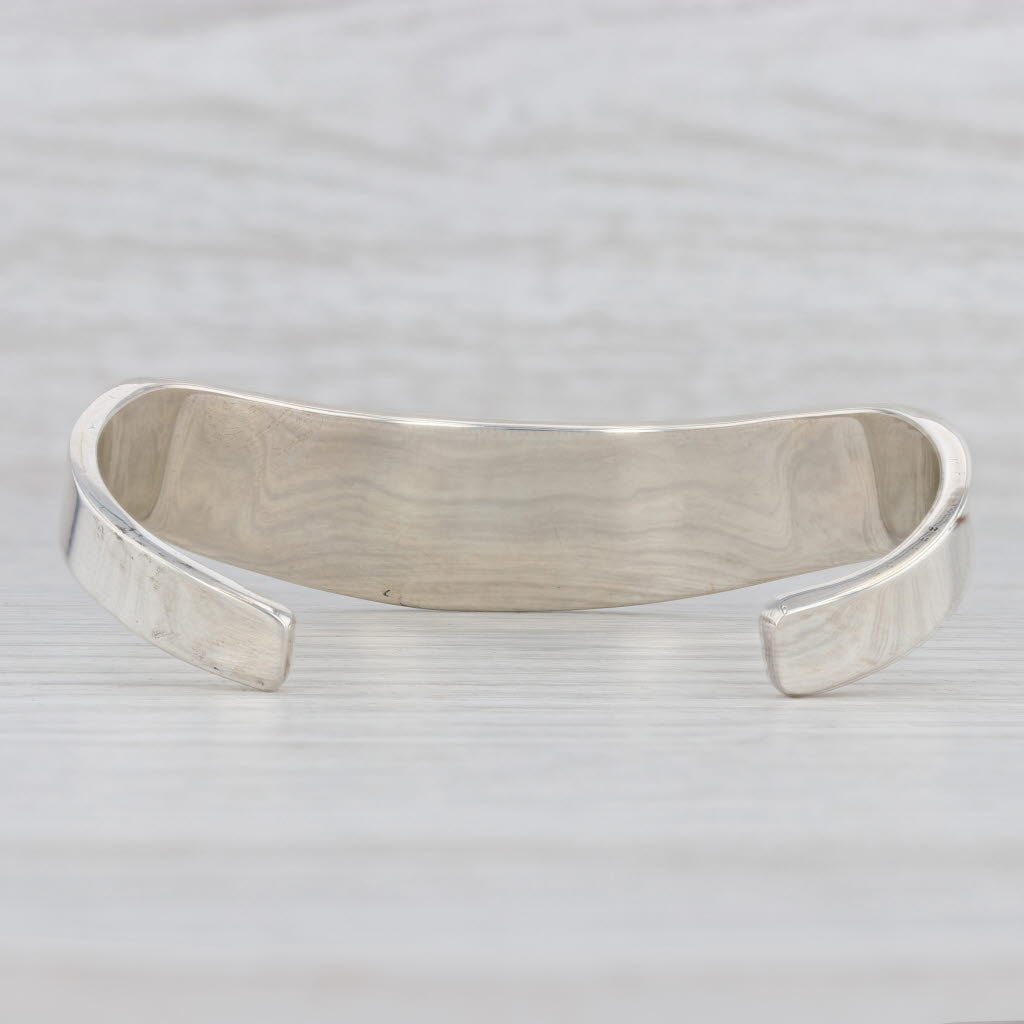 Light Gray Taxco Cuff Bracelet Sterling Silver Black Resin Statement Mexico 6.5"