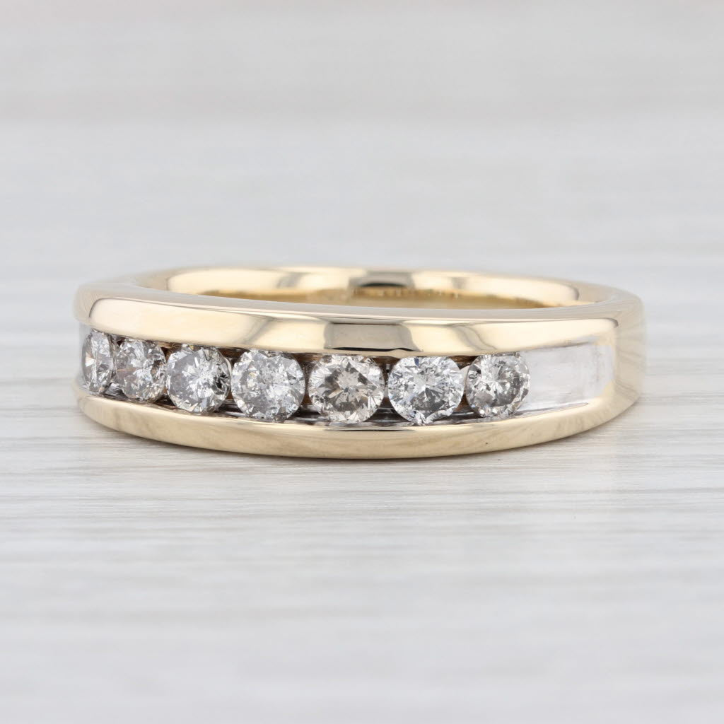 Light Gray 0.90ctw Diamond Men's Ring 10k Yellow Gold Size 11 Band