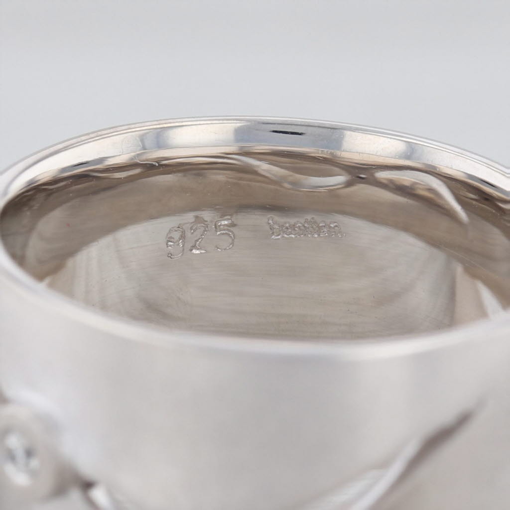 Gray New Bastian Inverun Ring Sterling Silver Curved Cutout Diamond 12886 Size 54 7