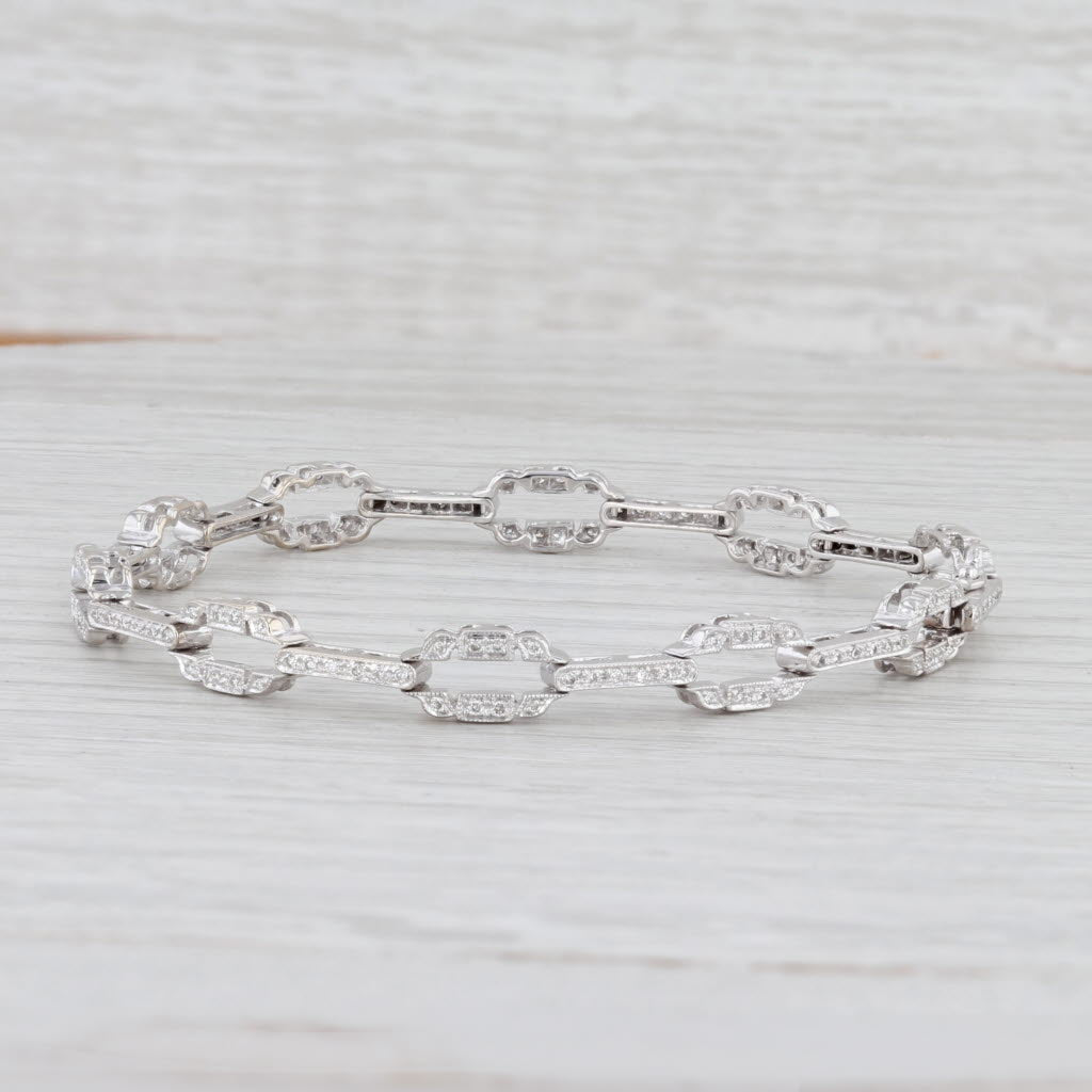 Light Gray 0.48ctw Diamond Bracelet 18k White Gold 6.75” 6mm