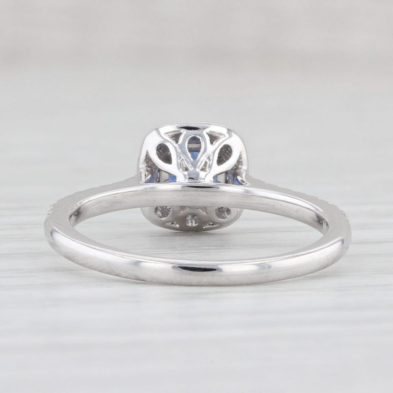 Light Gray New 0.95ctw Blue Sapphire Diamond Halo Ring 14k White Gold Engagement Size 6.75