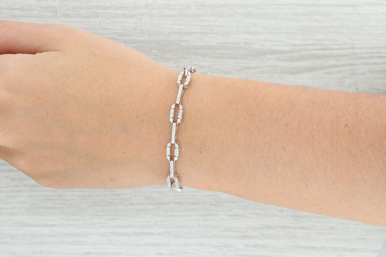 Tan 0.48ctw Diamond Bracelet 18k White Gold 6.75” 6mm