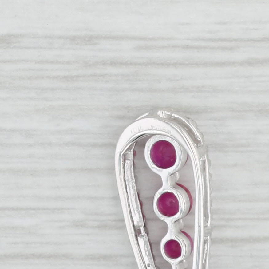 Light Gray 0.50ctw Ruby Journey Diamond Teardrop Pendant 10k White Gold