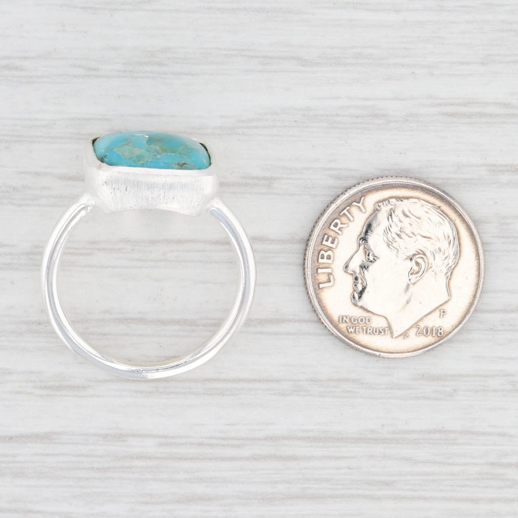Light Gray New Nina Nguyen Marbled Turquoise Ring Sterling Silver Size 7 Solitaire