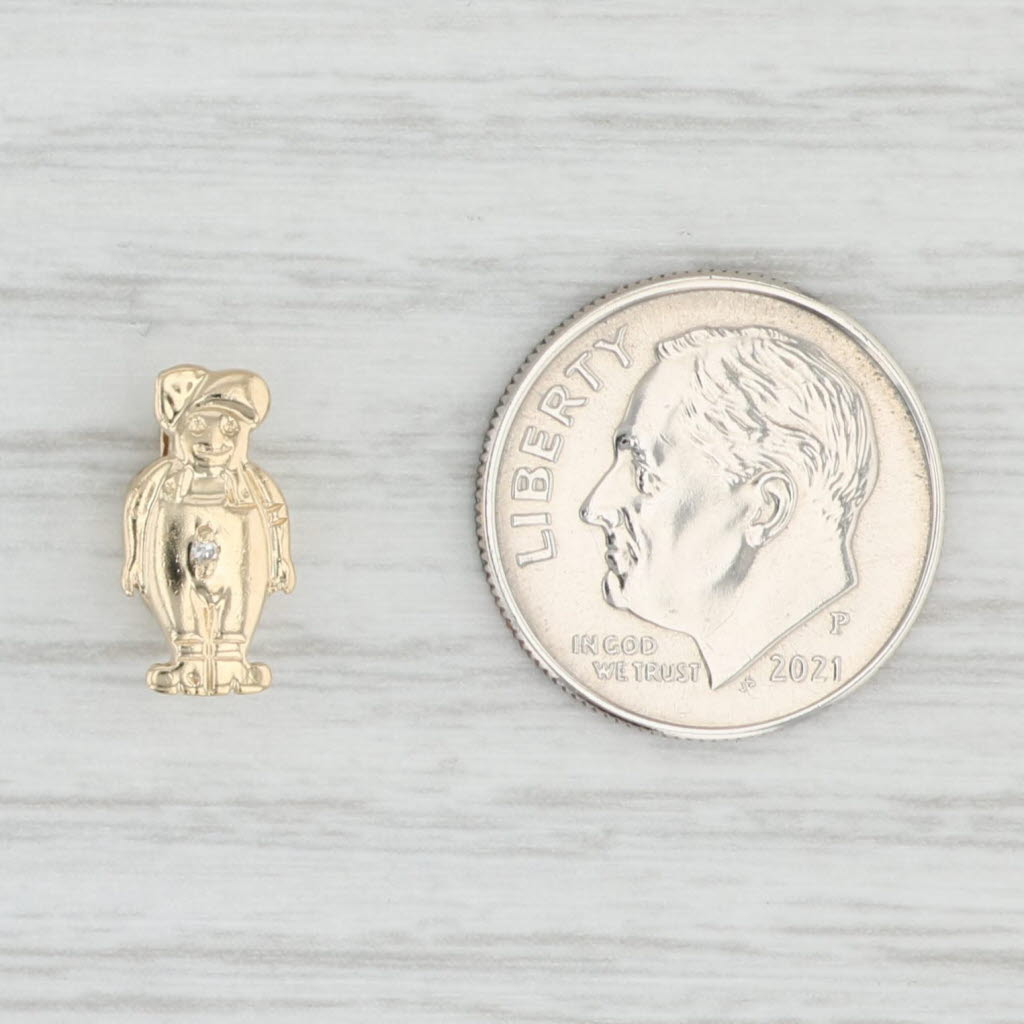Light Gray Vintage Richard Klein Diamond Boy Child Slide Charm 14k Yellow Gold