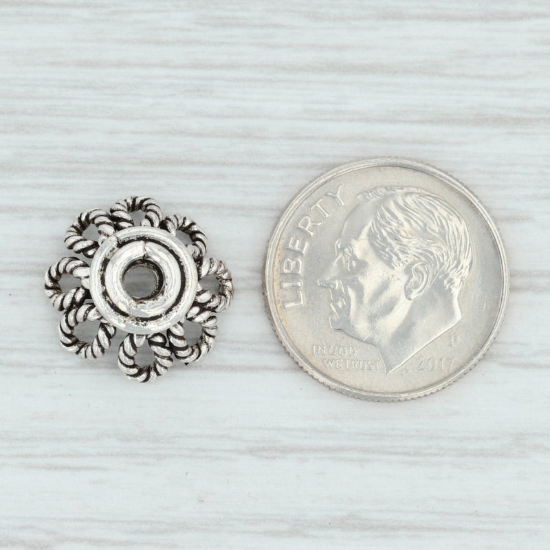 Light Gray Jewelry Making Findings Bead Cap Sterling Silver 5.3mm 10.5mm
