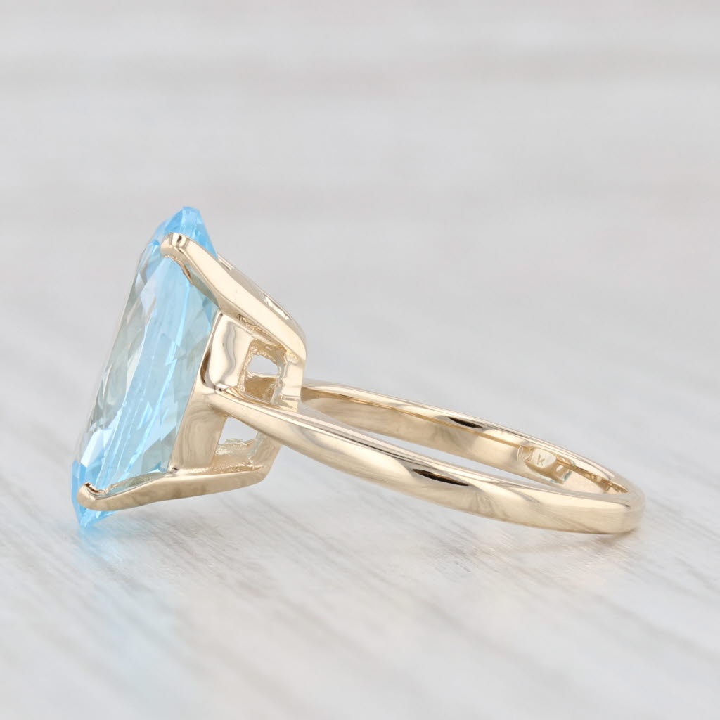 Light Gray 9.41ct Oval Blue Topaz Solitaire Ring 14k Yellow Gold Size 6.5