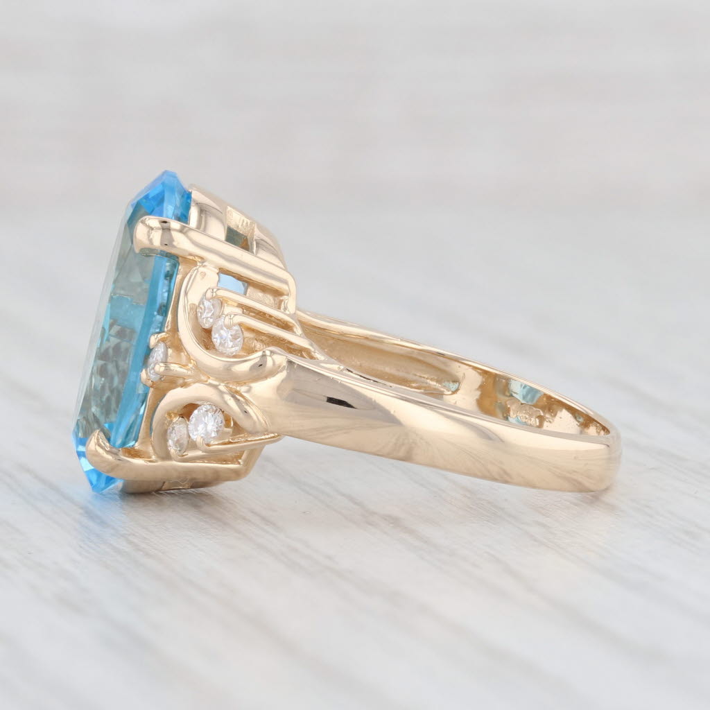Light Gray Town & Country 10.35ctw Blue Topaz Diamond Ring 14k Yellow Gold Size 7 Cocktail