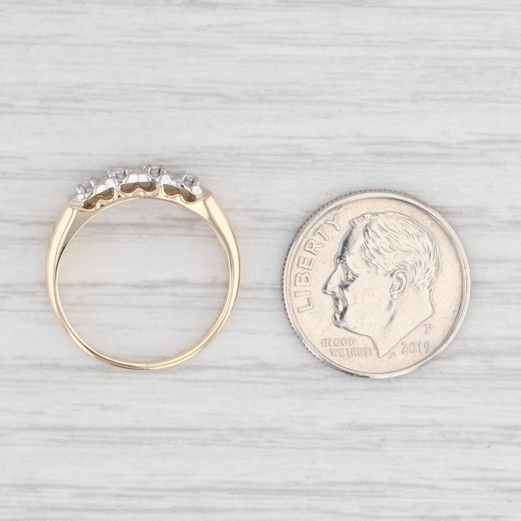 Light Gray Vintage Diamond Wedding Band 14k Gold Size 5 Stackable Ring