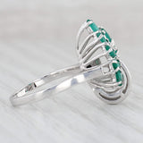 Light Gray 0.87ctw Lab Created Emerald Diamond Cluster Ring 14k White Gold Size 5 Cocktail