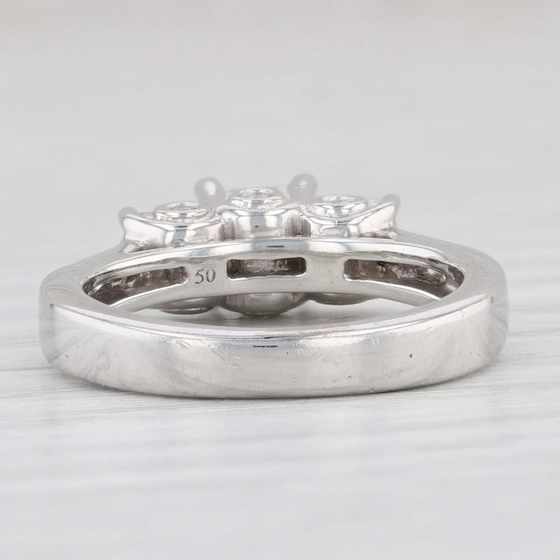 Light Gray 1.09ctw Diamond Engagement Ring Platinum Size 5.25 Princess 3-Stone