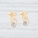 0.10ctw Diamond Drop Earrings 14k Yellow White Gold Pierced Ribbon Wishbone