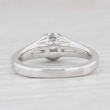 Light Gray 0.79ctw Round Diamond Halo Engagement Ring 14k White Gold Cathedral Band Sz 6.5