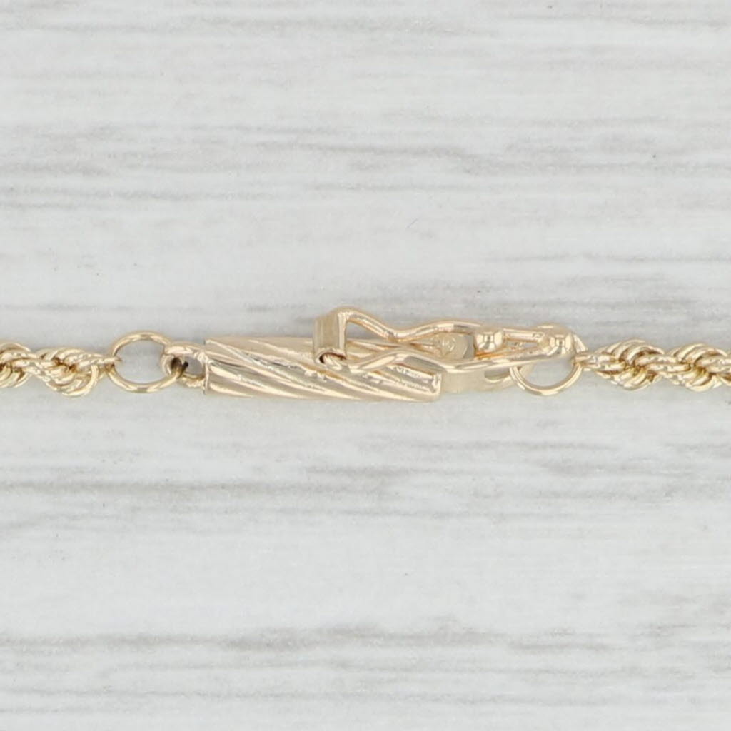 Light Gray 23.5" 1.8mm Long Rope Chain Necklace 14k Yellow Gold Tube Clasp