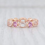 Light Gray New Beverley K Pink White Sapphire Ring 14k Rose Gold Stackable Band Size 6.5