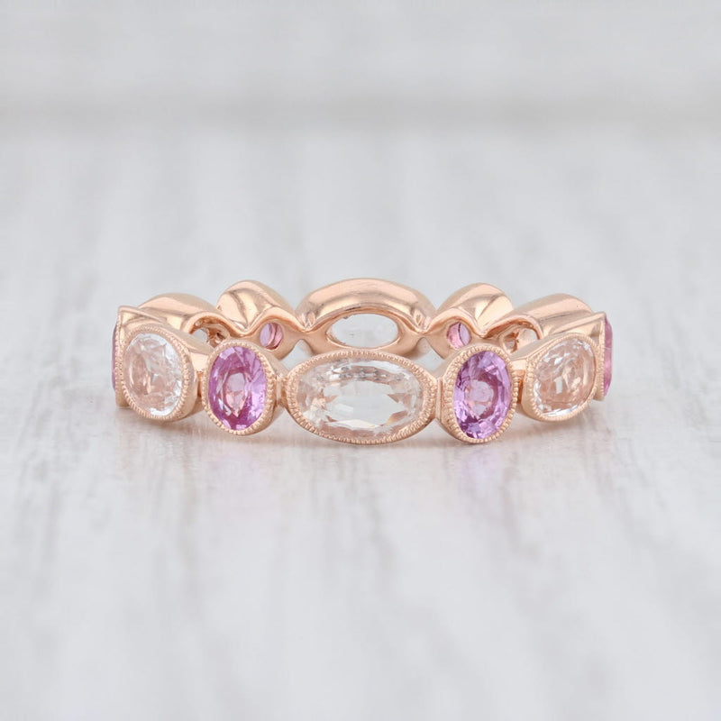 Light Gray New Beverley K Pink White Sapphire Ring 14k Rose Gold Stackable Band Size 6.5