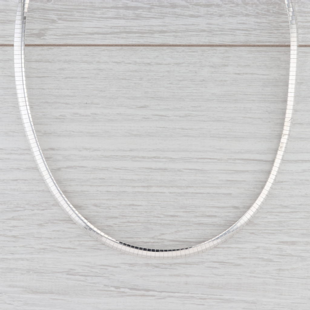 Light Gray New Omega Chain Necklace Sterling Silver 20" 6mm Lobster Clasp Italy 925