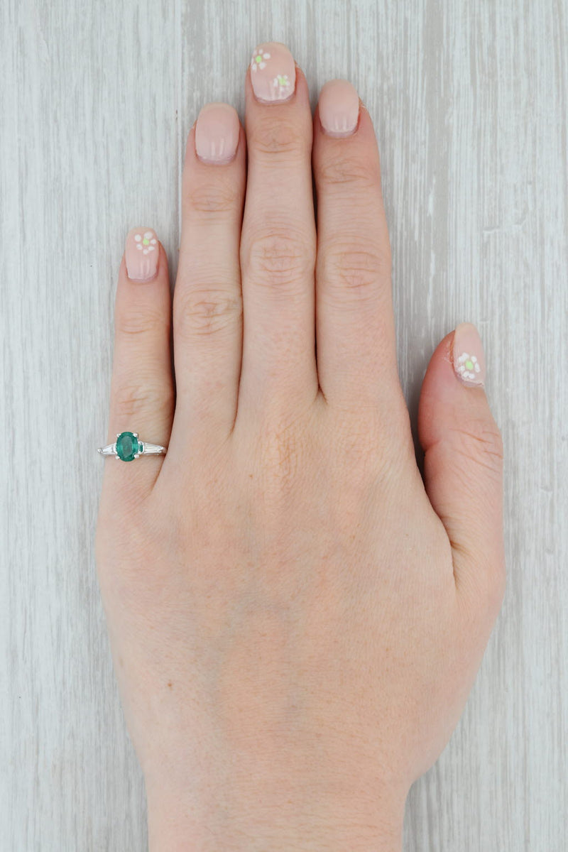 Gray 0.80ctw Emerald Diamond Ring 14k White Gold Size 3.25 Engagement May Birthstone