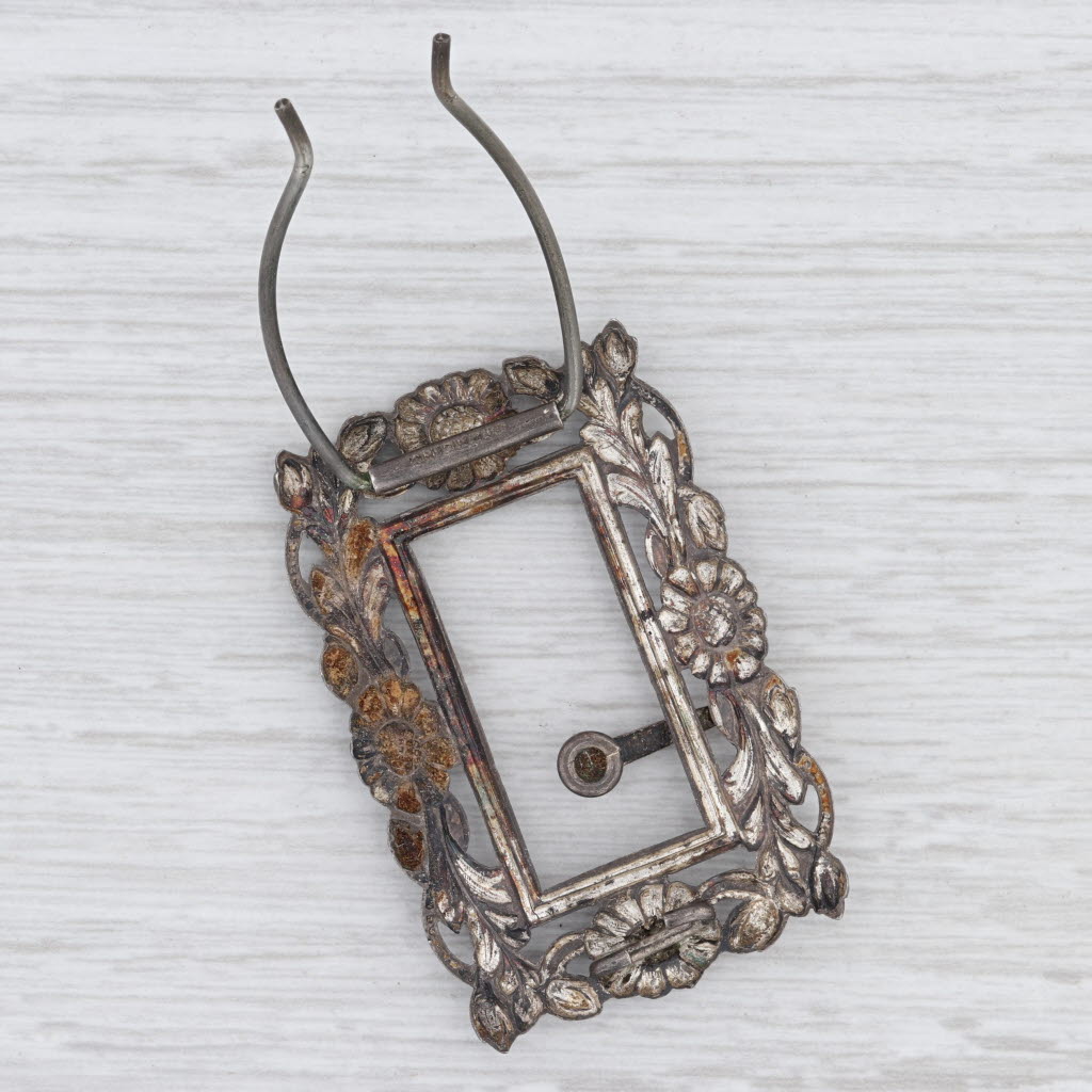 Light Gray Antique Floral Hair Pin Sterling Silver Flower Frame