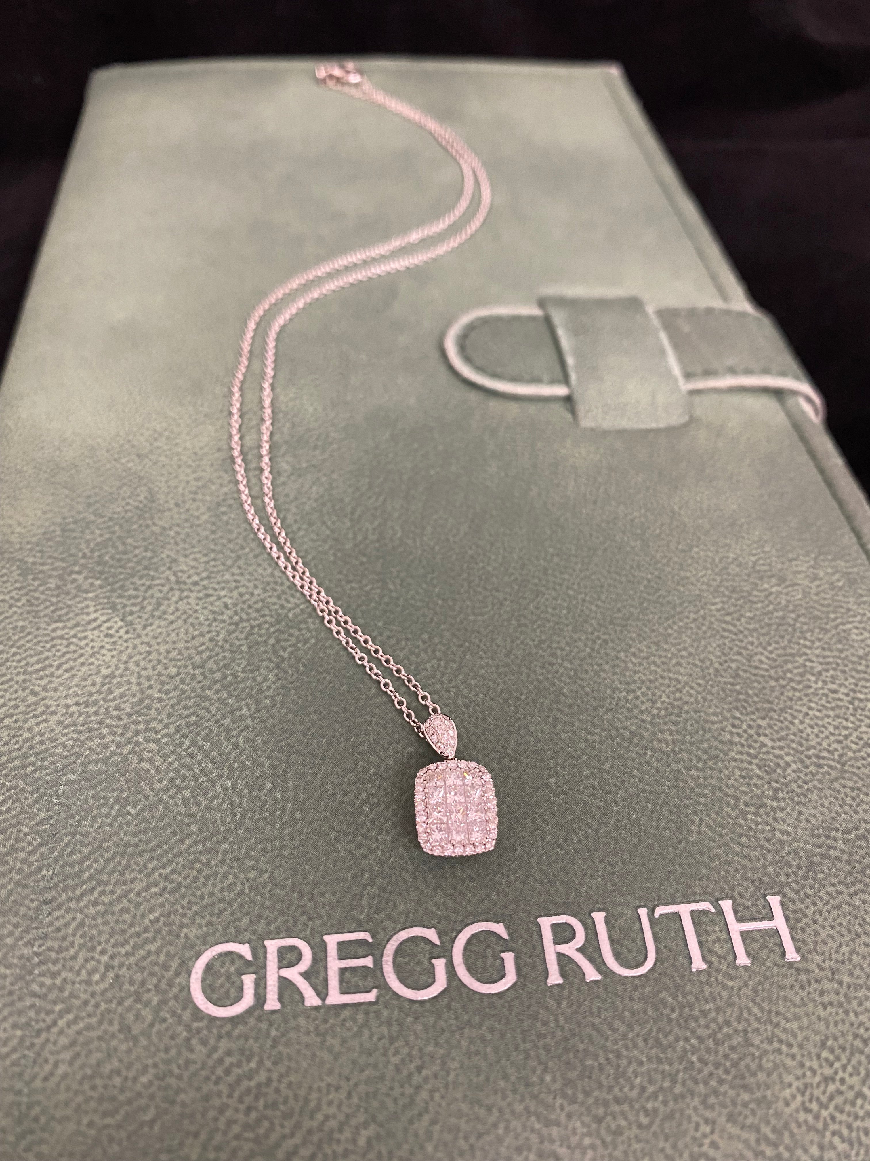 Light Slate Gray Gregg Ruth 0.82ctw VS2 Diamond Halo Pendant Necklace 18" Paperwork & Portfolio