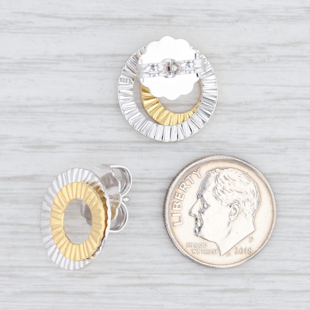 Light Gray New Bastian Inverun Circles Earrings Sterling Silver Gold Plated 12851 Studs