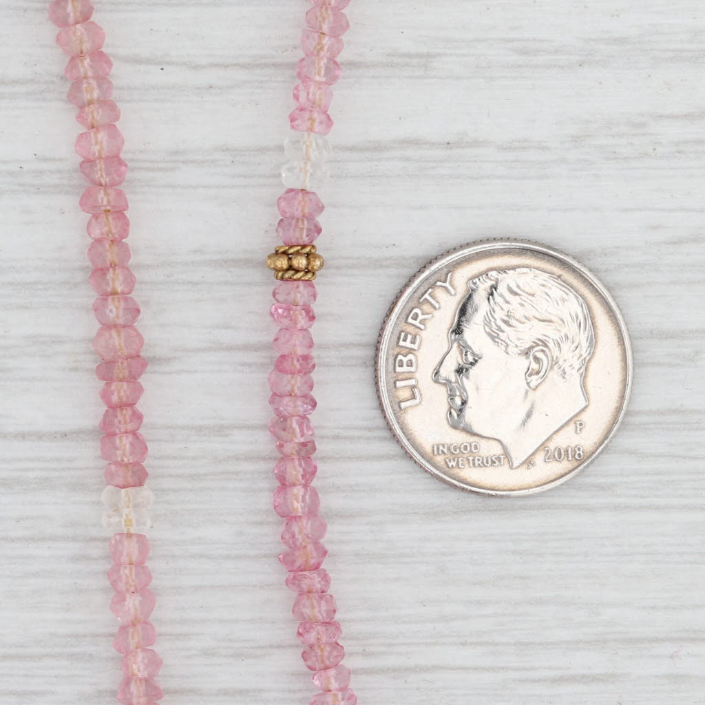 Light Gray New Nina Nguyen Pink Topaz Bead Necklace Gold Vermeil Sterling Long Adjustable