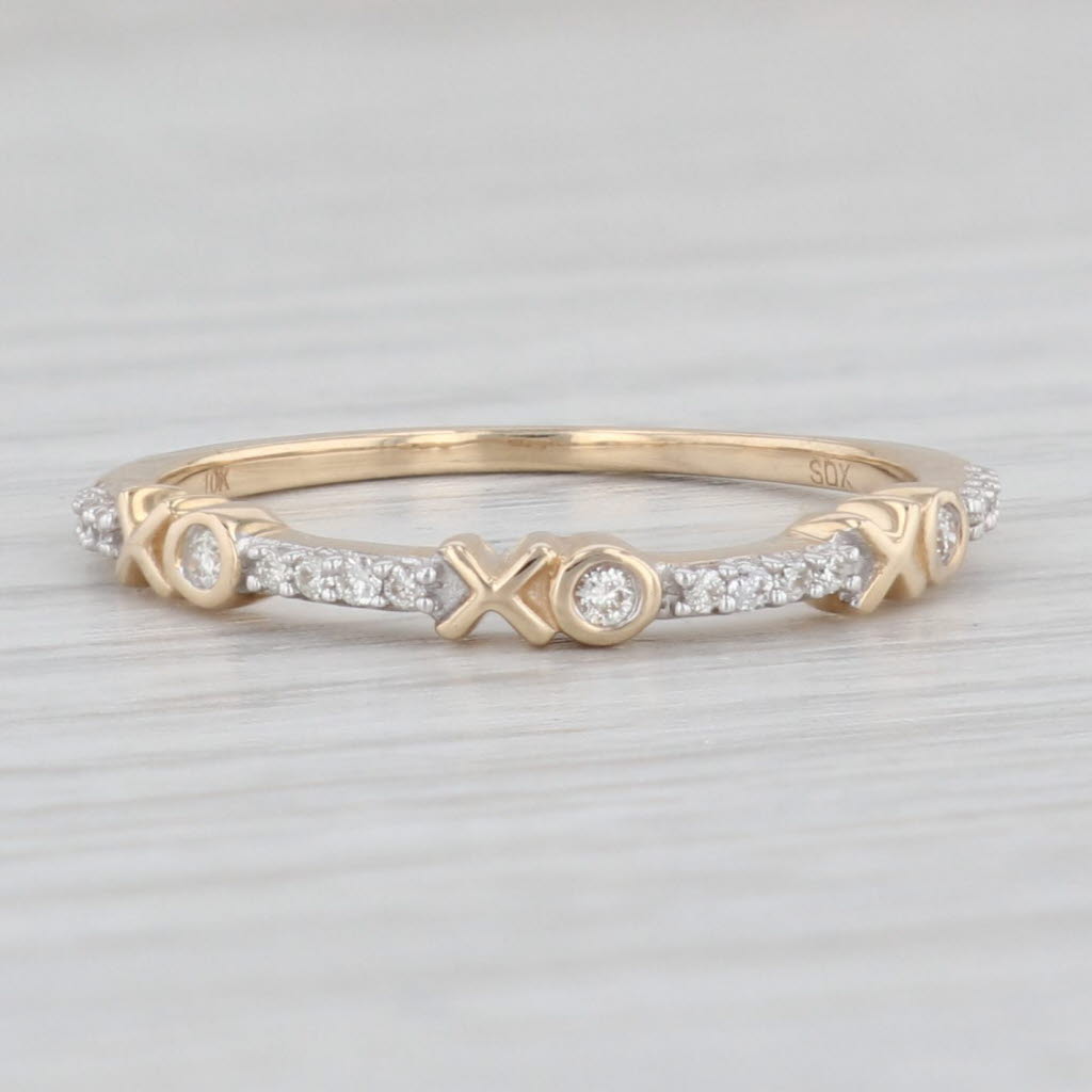 Light Gray New 0.10ctw Diamond XO Stackable Band 10k Yellow Gold Size 7 Wedding Ring