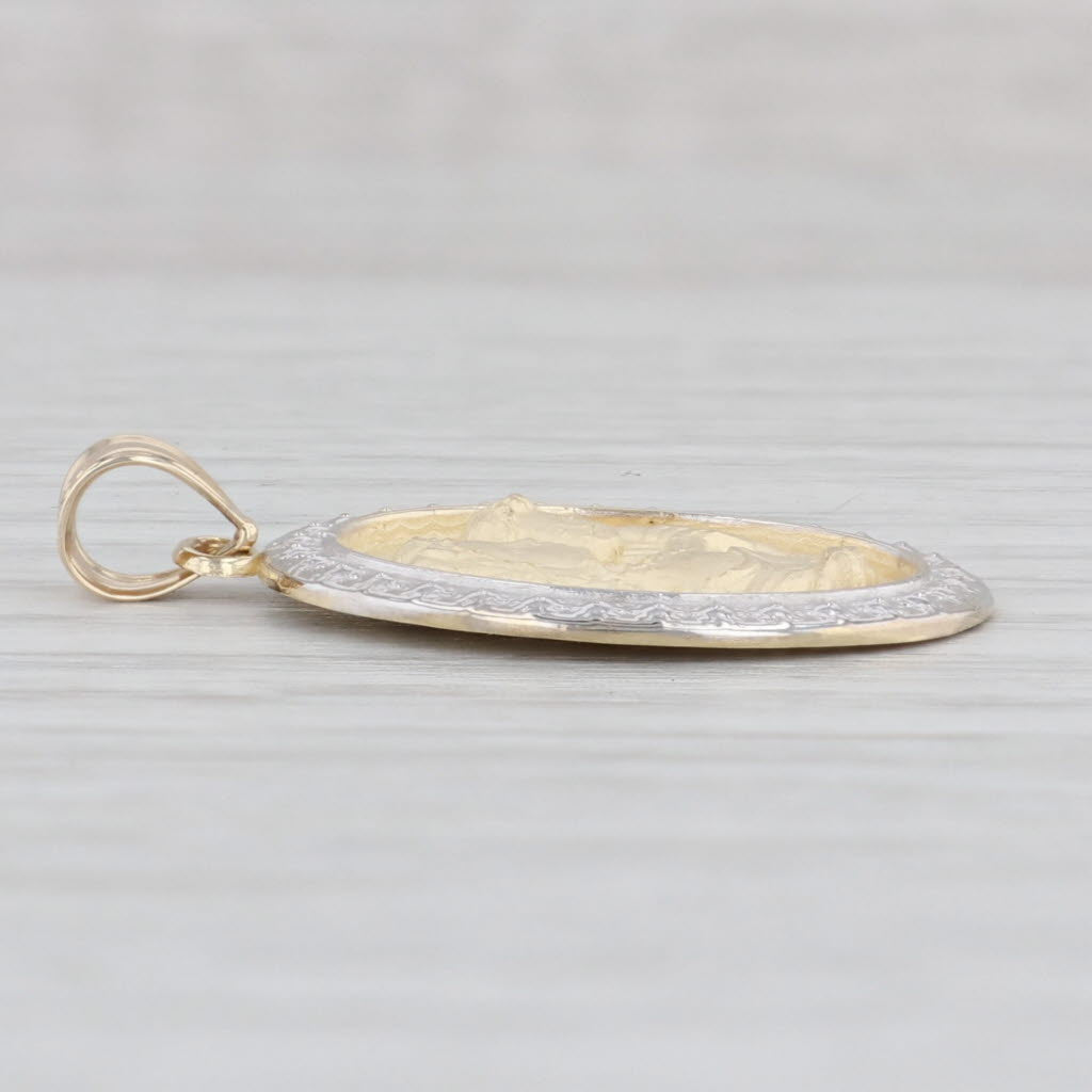 Light Gray Mother Holding Child Pendant 14k Yellow White Gold Gift Keepsake