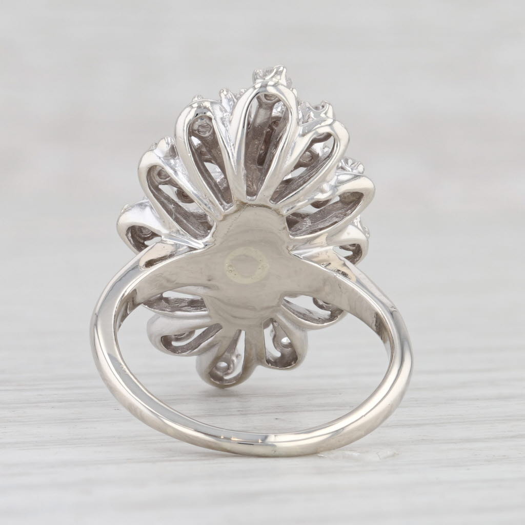 Light Gray Vintage 1.01ctw Diamond Cluster Ring 14k White Gold Size 6.25 Cocktail