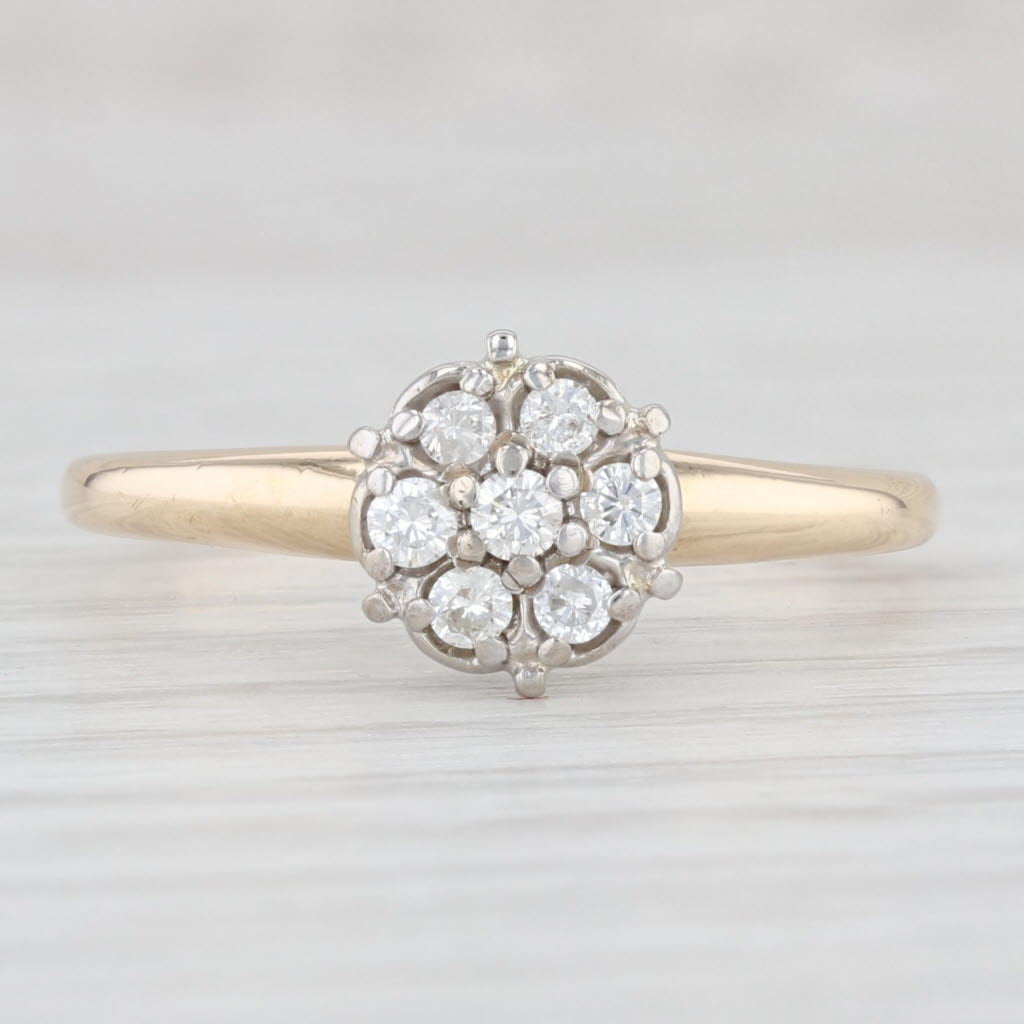 Light Gray Vintage 0.20ctw Diamond Cluster Engagement Ring 14k Gold Size 8