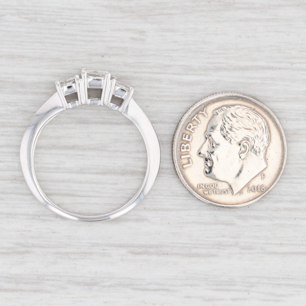 Light Gray 0.48ctw Princess 3-Stone Diamond Engagement 14k White Gold Size 6.75