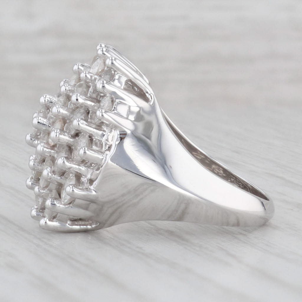 Gray 3.25ctw Diamond Cluster Ring 10k 9k White Gold Size 5.25 Cocktail