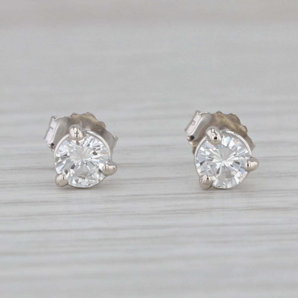 Gray New 0.39ctw Diamond Stud Earrings 14k White Gold VS2 Round Solitaires
