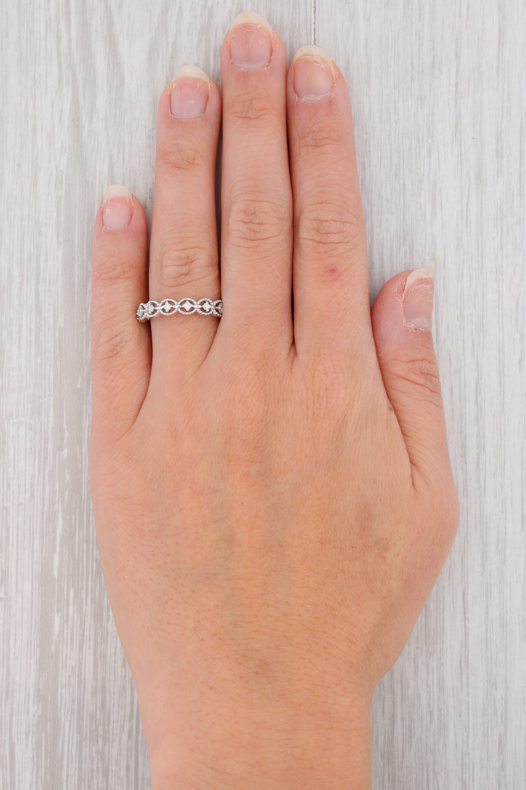 Tan New 0.15ctw Diamond Ring 14k White Gold Size 6.5 Stackable Wedding Band