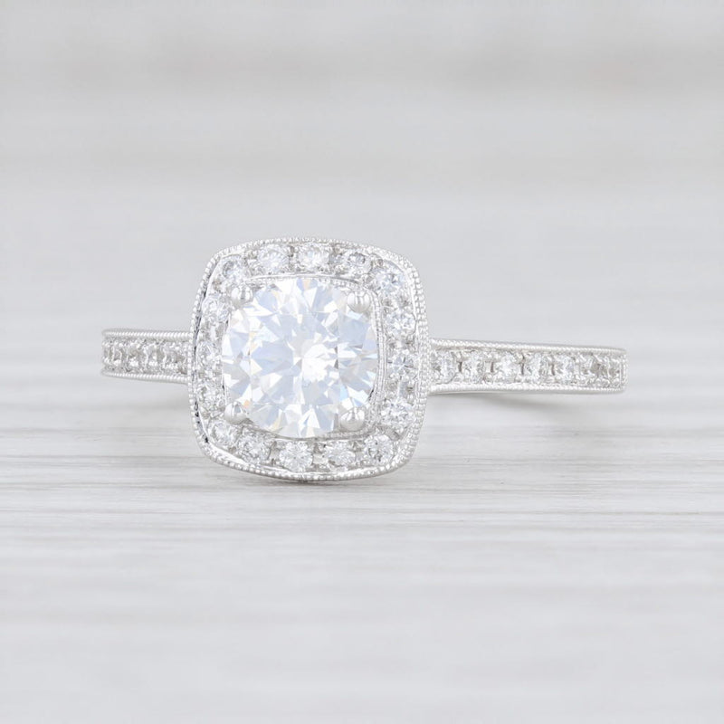 Light Gray New Beverley K Semi Mount Diamond Halo Engagement Ring 14k Gold Size 6.75 Round