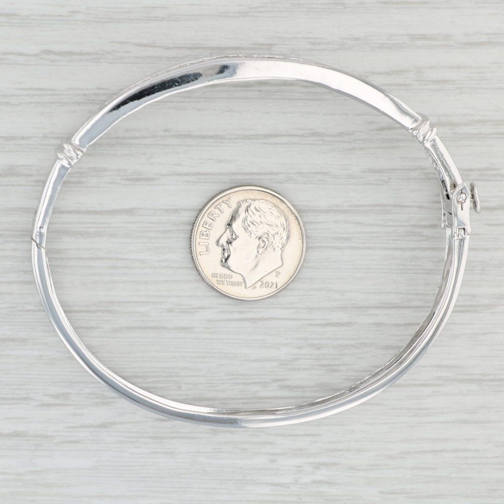 Light Gray 5.74ctw Princess Diamond Bangle Bracelet 14k White Gold 7" 9.5